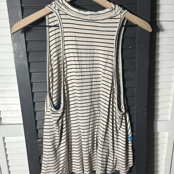 Free People Boho Mock Neck Embroidered Sleeveless Striped High Low XS Tank Top - Picture 2 of 6